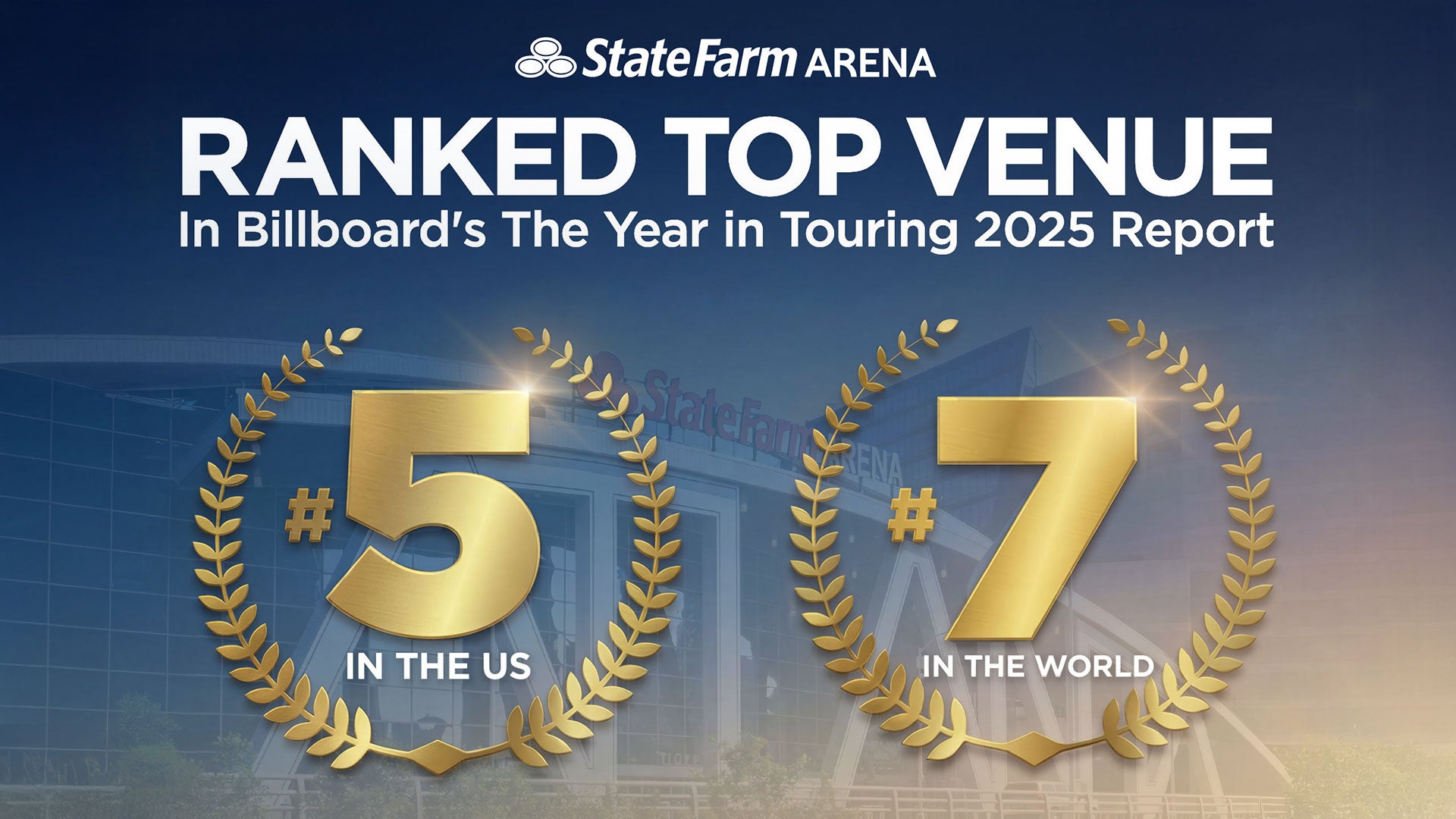 STATE FARM ARENA SECURES TOP 5 RANKING IN THE UNITED STATES AND SEVENTH WORLDWIDE FOR LIVE ENTERTAINMENT